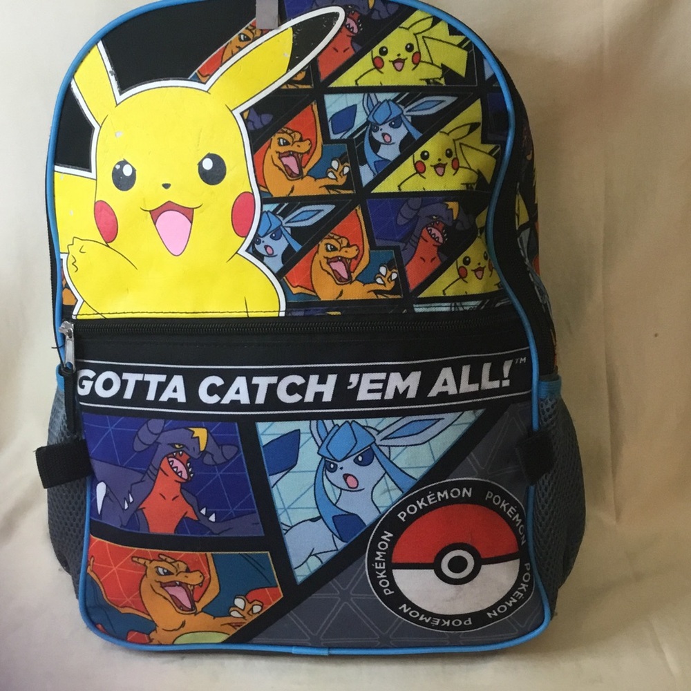 Pokemon Kids Backpack in Yellow & Blue with Pikachu Design